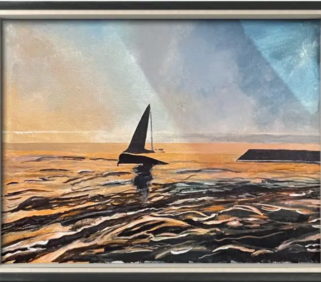 orange sunset with blue waters